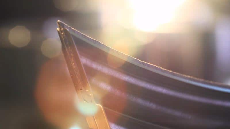 A piece of metal shines in the sun