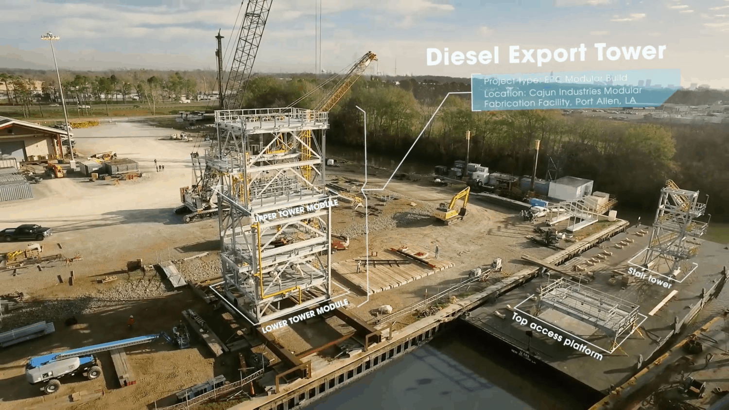 Diesel Export Tower on Cajun Industries Modular Fabrication Facility